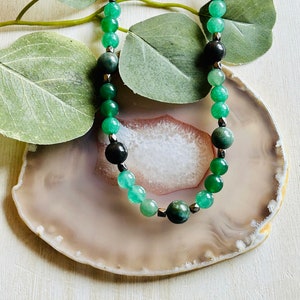 Moss Agate Beaded Necklace, Womens Gemstone Boho Hippie Necklace