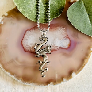 Kids Dragon Necklace, Kids Silver Necklace