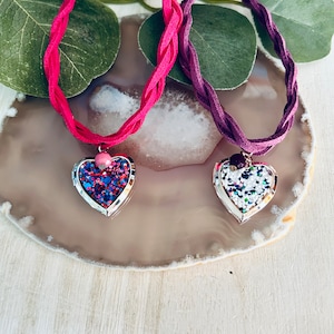 Braided Faux Leather Heart Locket Necklace, Kids Love Boho Hippie Necklace