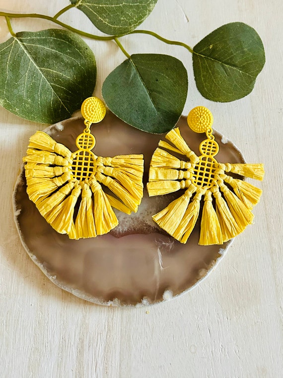 Raffia earrings deals