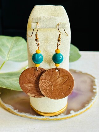 Orecchini Pendenti Con Girasole In Similpelle, Leggeri E Comodi, Regalo Perfetto Per Donne E Ragazze
