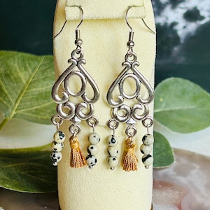 Beaded Tassel Chandelier Earrings , Women’s Boho Hippie Earrings D5