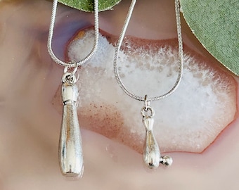 Bowling Necklace, Bowling Pin and Ball Necklaces, Silver Bowling Jewelry, Gift for Bowler, Team Gift, Bowling Lover Jewelry