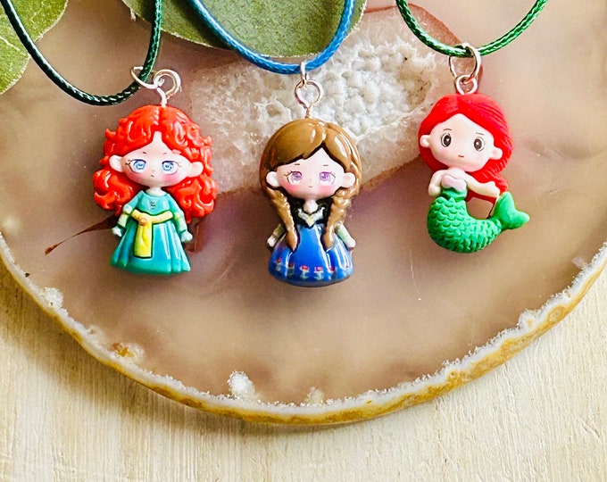 Handmade Princess Character Necklace, Kids Jewelry