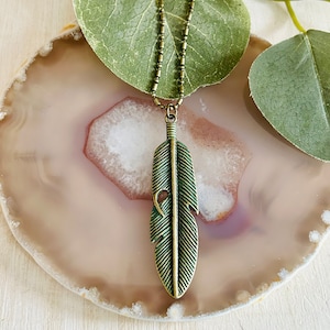 Women’s Feather Necklace, Women’s Bronze Necklace