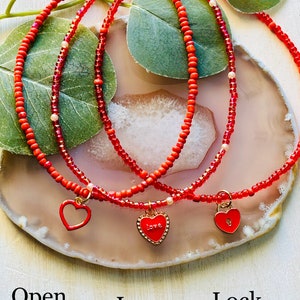 Kids Love Bead Necklace, Kids Heart Animal Valentine Necklace