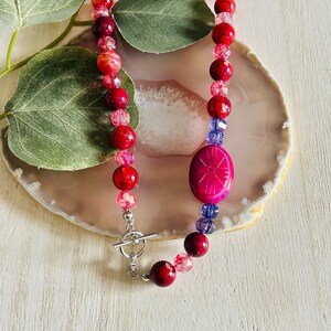 Agate Carved Beaded Necklace, Women’s Gemstone Hippie Boho Necklace