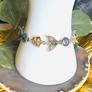 Mermaid And Starfish Bracelet , Womens Mixed Metal Beach Bracelet
