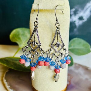 Women’s Silver Bead Earrings , Women’s Chandelier Earrings D4