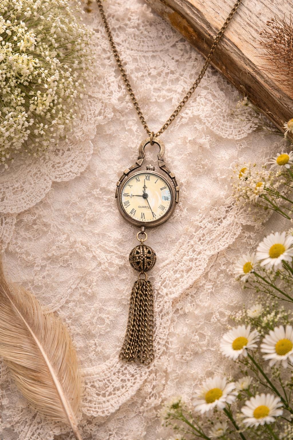 Orologio Da Taschino Vintage Con Collana - Arco Di Trionfo, Coperchio Mezzo Hunter, Al Quarzo - Foto 4