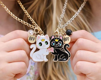 親友猫ネックレスセット、女の子向けBFF友情ネックレス、親友同士でお