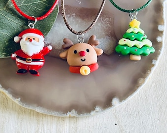 クリスマスサンタとツリーのネックレス、幼児用ジュエリー、クリスマス