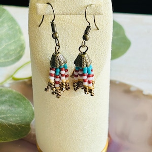Women’s Tribal Seed Bead Tassels Earrings , Women’s Drop Earrings D1