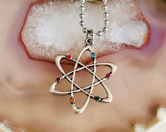 Kids Atom Necklace, Science Necklace for Kids, STEM Jewelry, Atom Charm Necklace, Science Gift for Boys Girls, Geek Nerd Jewelry