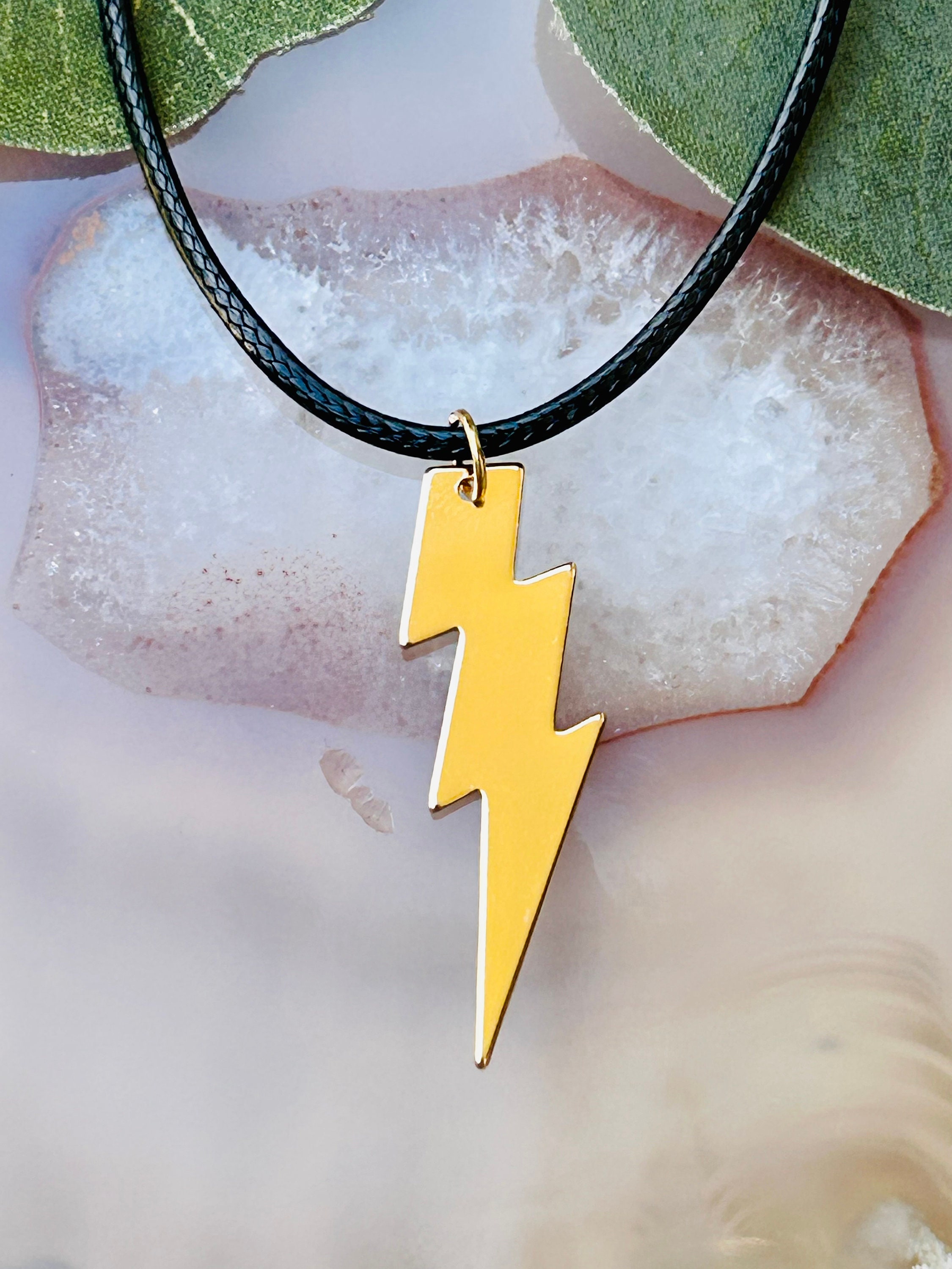 Lightning Bolt Necklace for Kids, Gold Bolt Pendant Necklace, Boys