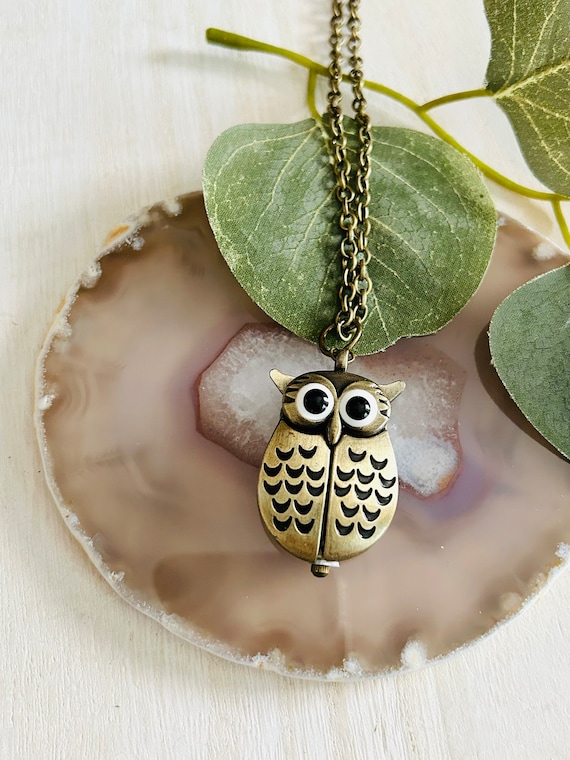 Owl shop watch necklace