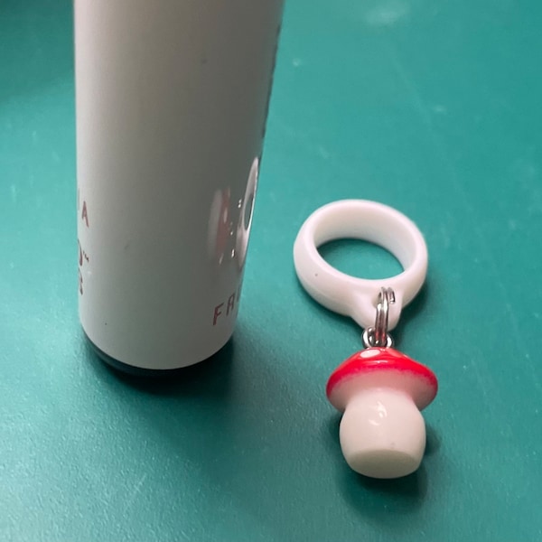 13mm Vape silicone ring with hole anti loss for pens/ battery with lanyard hole, and mushroom charm. Vape necklace protector e-cig, lighter