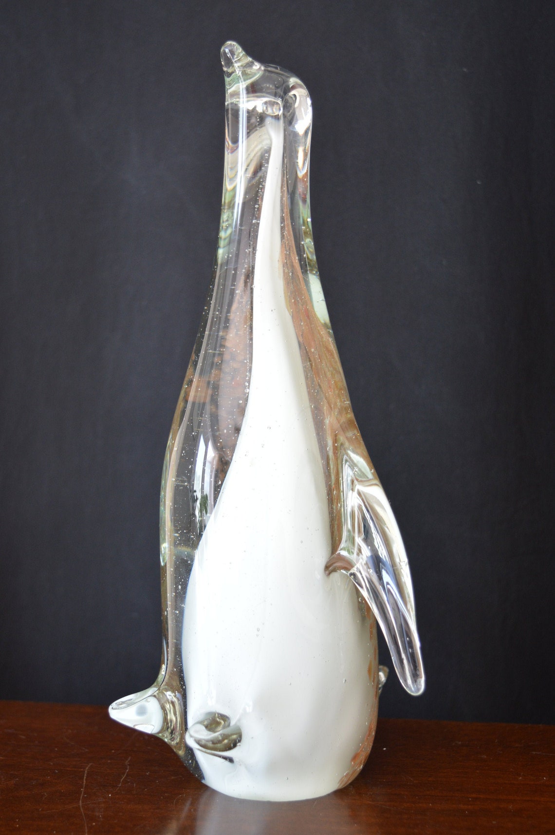 Hand Blown Glass Penguin Sculpture Vintage Glass Sculpture Etsy