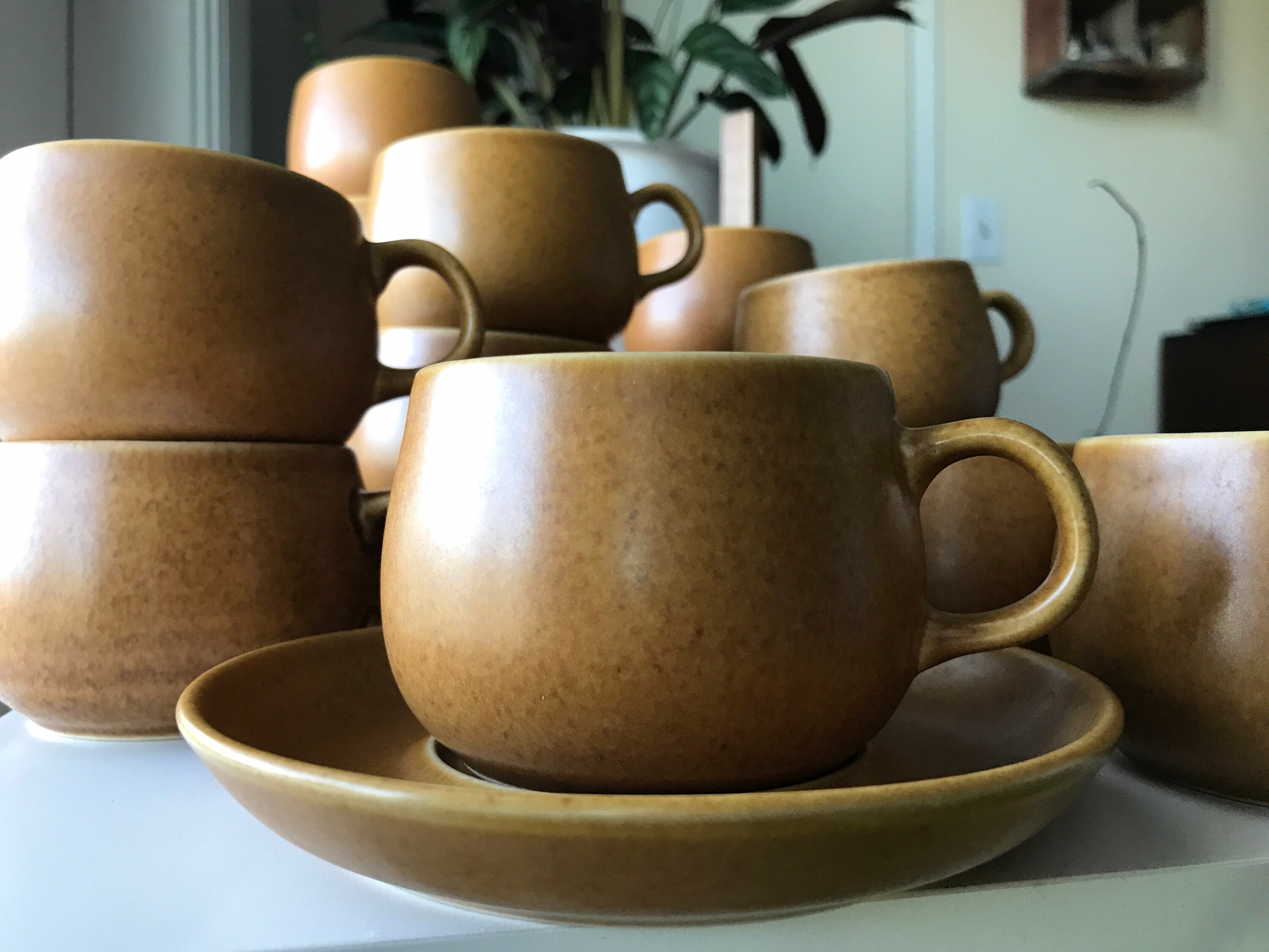 Denby Langley Stoneware Cup and Saucer Set. Rams Head Stamp Etsy