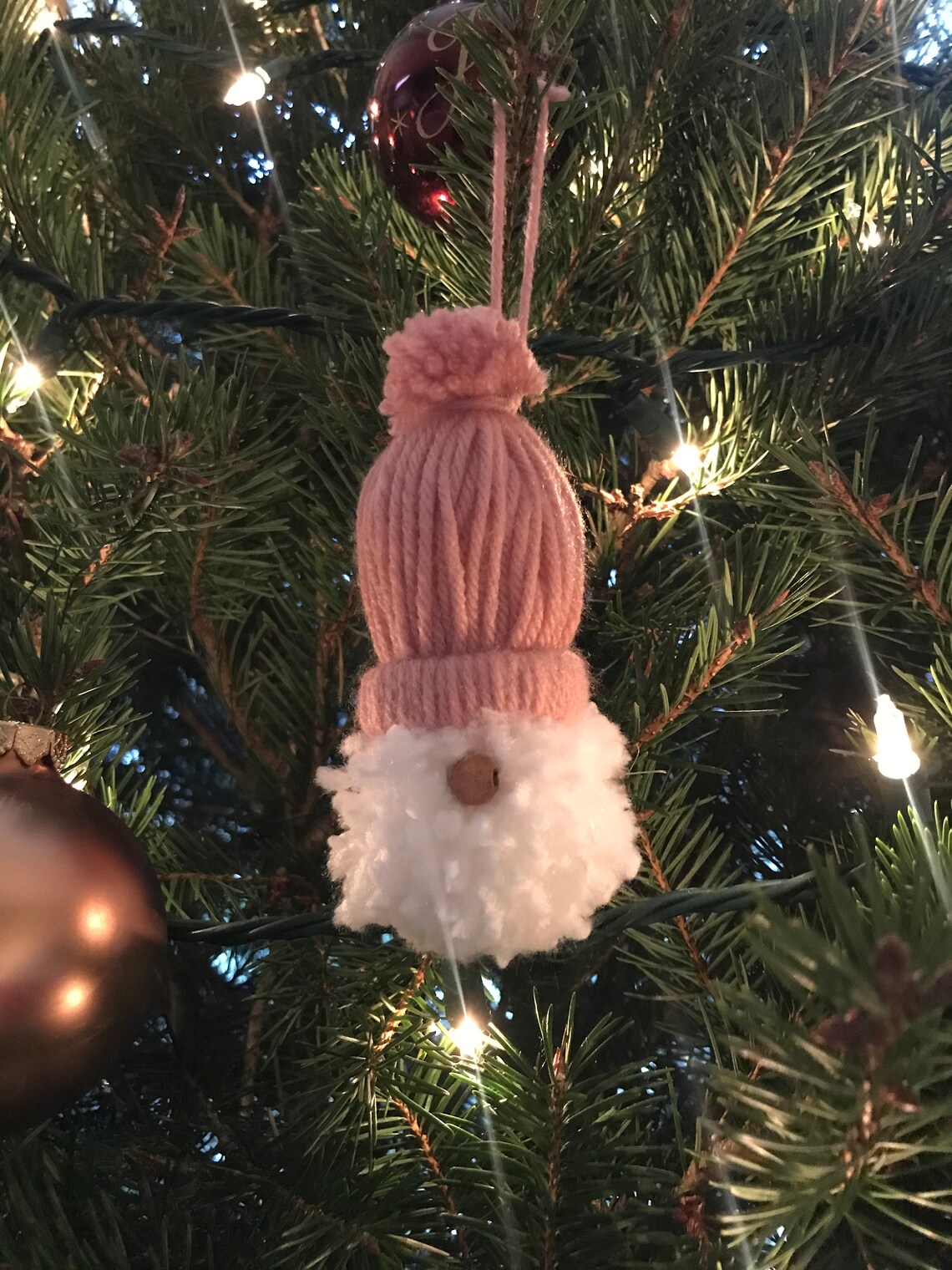 Knotted Gnome Ornament handmade yarn ornament Etsy