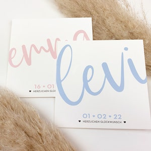 Personalisierte Babykarte / Namenskarte, Babykarte, Geburt, Junge, Mädchen, Karte zur Geburt
