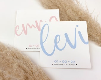 Personalized baby card / name card, baby card, birth, boy, girl, birth card