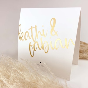Personalisierte Namenskarte als KLAPPKARTE / Hochzeit, Verlobung, Zwillinge, Geburtstag, Feier, Goldene Hochzeit, Standesamt