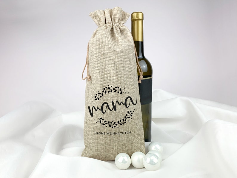 Personalized Christmas bags // Christmas gifts for women and men, wine gifts, sustainable gift packaging Weihnachtskranz