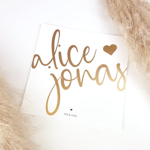Personalisierte Namenskarte / Hochzeit, Verlobung, Zwillinge, Geburtstag, Feier, Goldene Hochzeit, Standesamt