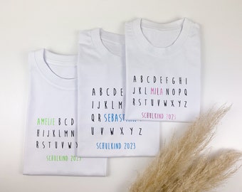 Schulkind Shirt zur Einschulung * ABC, Erste Klasse, Personalisiert