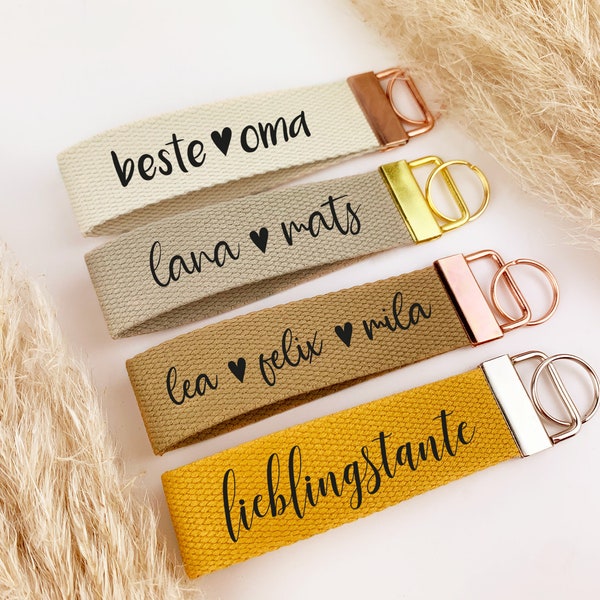 Personalisierter Schlüsselanhänger / kleines Geschenk Frau, Geschenk Mann, personalisiertes Geschenk, Schlüsselband, individuell, Farben