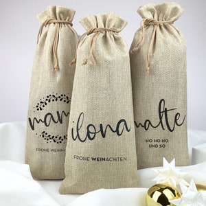 Personalized Christmas bags // Christmas gifts for women and men, wine gifts, sustainable gift packaging image 1