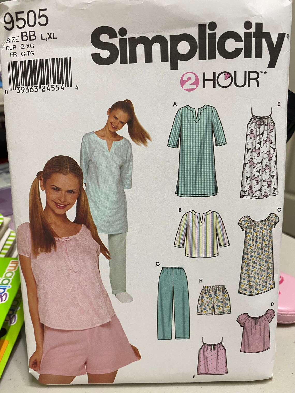 Simplicity 9505 sewing pattern adult pajamas size BB LXL Etsy