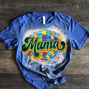 Autism Mama Life Bleached Skull Tee/ Autism Mama Skull Tshirt/ Support Autism Mamas- Autism Mom Shirt- Autism Mama Tee