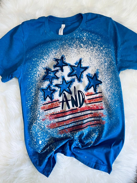 T-shirt-american Stars and Stripes Bleached Shirt-fourth of - Etsy