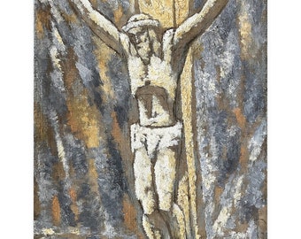 Antikes Ölgemälde Jesus Kreuzigung Katholische Kunst, Jesus Christliche Wandkunst, Jesus Kunst von Turansky Alexander 1980'