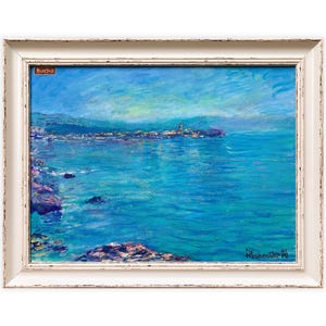 Original Seascape Painting, Coastal Wall Art, Ocean Blue Artwork, Mediterranean, Seaside Landscape, Sea View, Nautical Decor