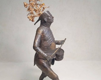 Male Bronze Sculpture Drummer Modern Bookshelf Decor by Shevchuk Dmitry for bronze anniversary