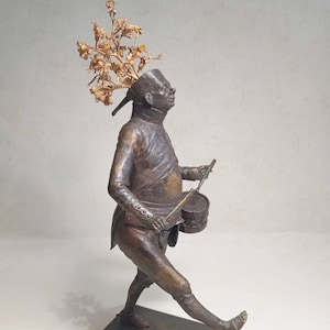 Male Bronze Sculpture Drummer Modern Bookshelf Decor by Shevchuk Dmitry for bronze anniversary, Christmas gift for dad, Collector Gift