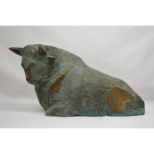 Bronze Bull Statue, Cast Bronze Art, Collectible Art Piece, Animal Figurine, Vintage Bronze Sculpture Golden Calf by Alexey Vladimirov