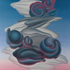 Abstrasct Oil Painting on Canvas, Wind Painting, Surrealism Wall Art, Clouds Oil painting, Vibrant Abstract Art by Adamina Schneider