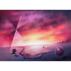 Surrealistyczny obraz olejny: Metafizyczny pejzaż Igora Taverovsky&#39;ego