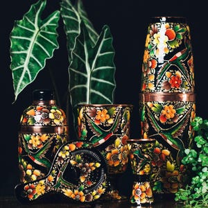 Mexikanisches handbemaltes Bar-Set - Colibrí Negro Design - Komplettes Cocktail-Kit oder einzelne Werkzeuge