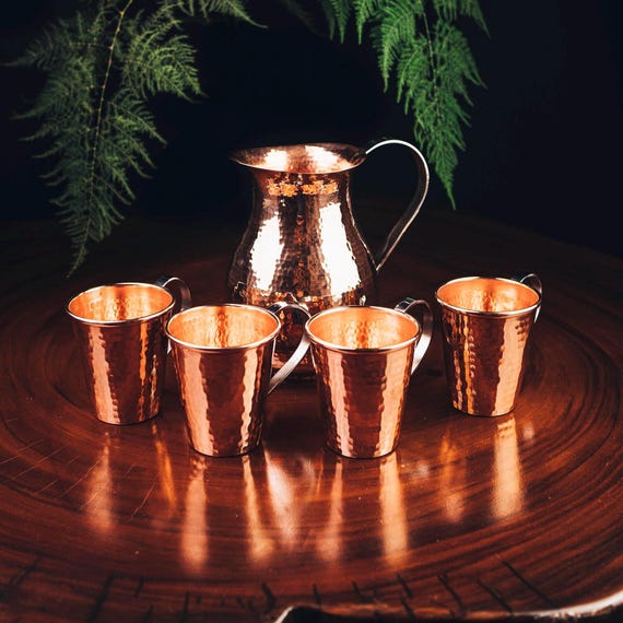 Handcrafted Copper Drinkware Set: Mexican Barware, Cocktail Gift