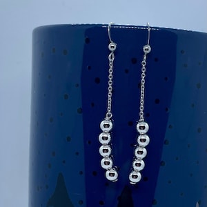 Sterling silver dangling earring- Silver earrings-Silver long earrings
