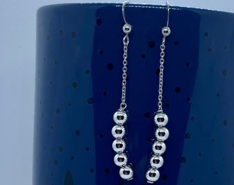 Sterling silver dangling earring- Silver earrings-Silver long earrings