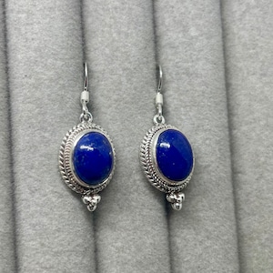 Sterling Silver Natural Lapis Lazuli Earrings- Gemstone Earrings- Lapis Earrings