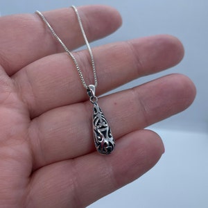 Sterling Silver Filigree Drop Pendant-Unique-Filigree necklace