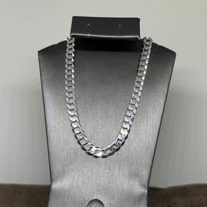Sterling Silver Flat Curb Chain Necklace- Silver  Cuban Link Chain- Unisex Curb Chain Necklace