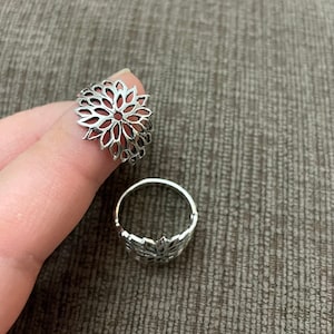 Sterling Silber Ring-Filigrane Blume Ring-Big Statement Ring-Silber Blume Ring